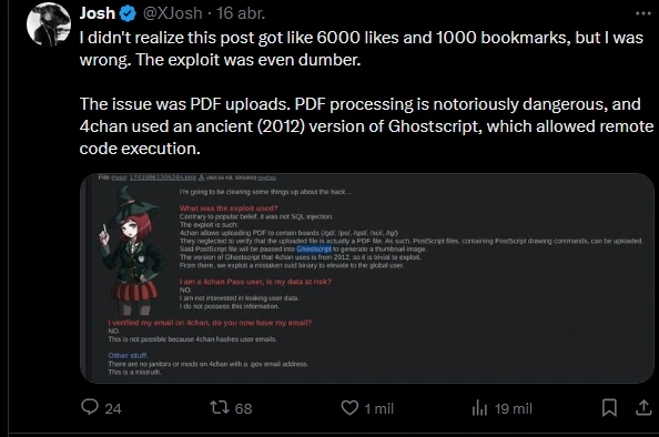 Xjosh-Comenta-Que-se-equivoco-en-su-teoria 4Chan Bajo Ataque: Un Hackeo Masivo Expone Datos Internos y Reaviva Viejas Rivalidades