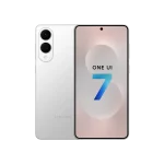 Samsung S25 por ambas caras y en la parte delantera el logo "One Ui 7"